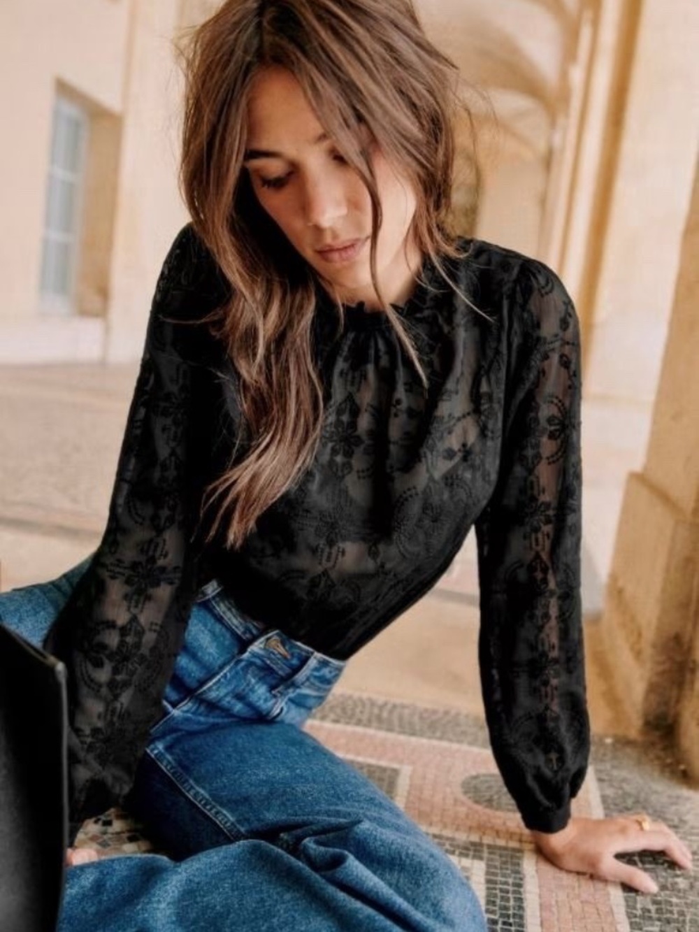 Sezane Valentin Blouse in Black Size 44 - Picture 2 of 10